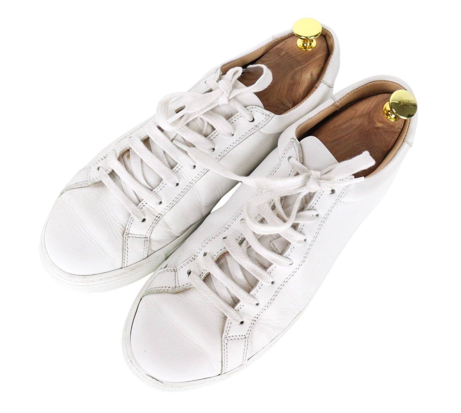 SUITSUPPLY Men Sneakers EU42 Solid White Smart Calf Leather Lace-Up Low-Top