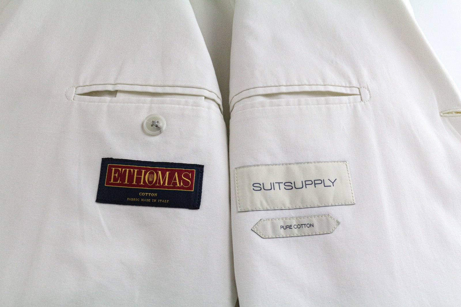 SUITSUPPLY Havana Men Suit UK40R Formal Off-White Slim Pure Cotton 2 Piece