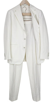 SUITSUPPLY Havana Men Suit UK38R Unlined Off-White Slim Fit Pure Cotton 2 Piece