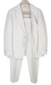 SUITSUPPLY Havana Men Suit UK42S Pleated Classic Off-White Slim Cotton 2 Piece