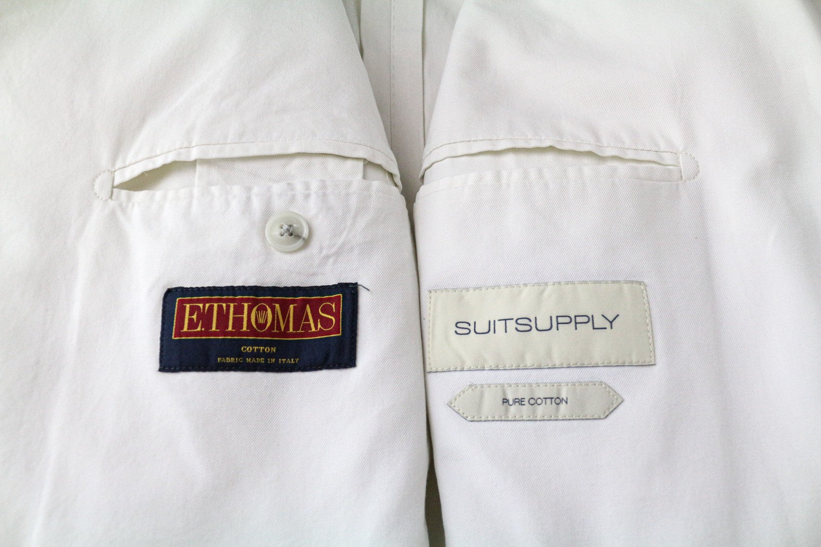 SUITSUPPLY Men Suit M Single-Breasted Unlined Classic Pleated Off-White 2 Piece