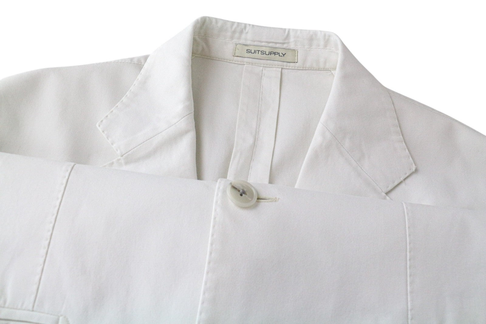 SUITSUPPLY Men Suit M Single-Breasted Unlined Classic Pleated Off-White 2 Piece