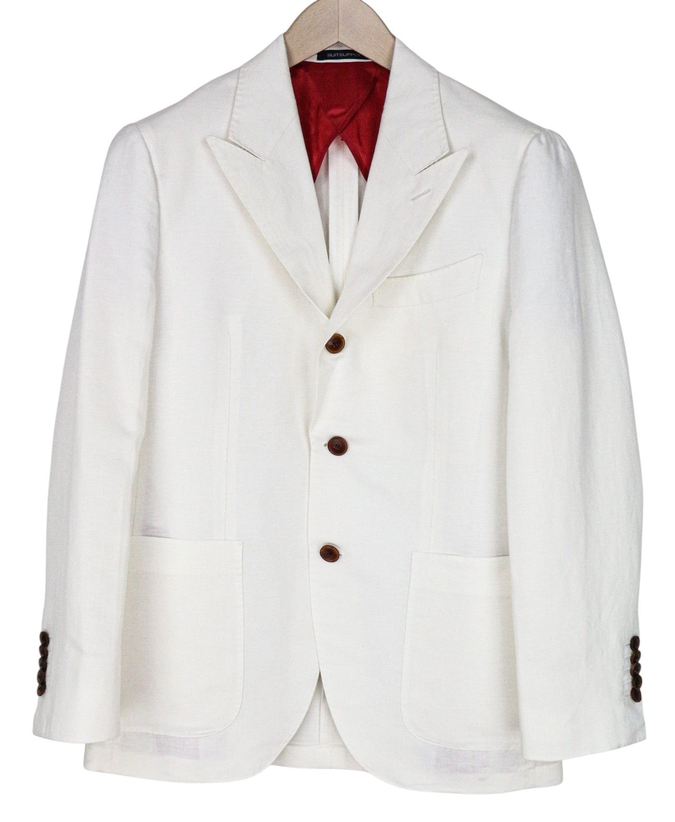 SUITSUPPLY La Spalla Men Blazer UK36S Off-White Linen Cotton Peak Lapel Classic