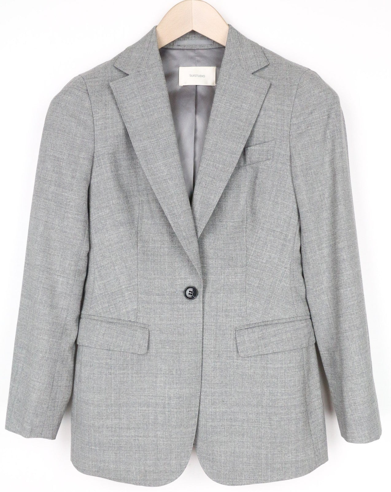 SUITSUPPLY Cameron Women Blazer UK6S 2XS Grey Pure Wool Single-Breasted Lined