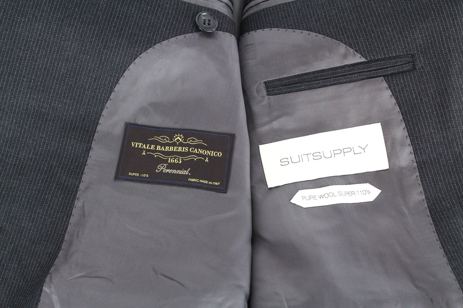 SUITSUPPLY Napoli Men Blazer UK38L Grey Pure Wool Super 110's Striped Lined