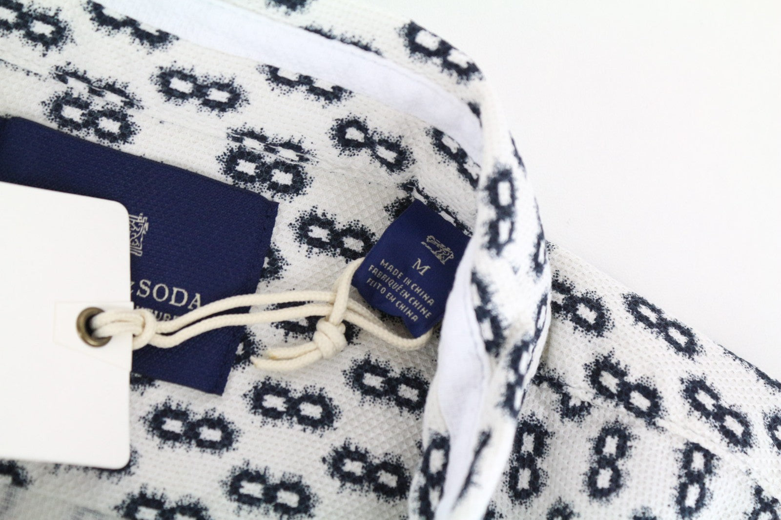 SCOTCH & SODA Ams Couture Men Shirt M White Pure Cotton Patterned Long Sleeved