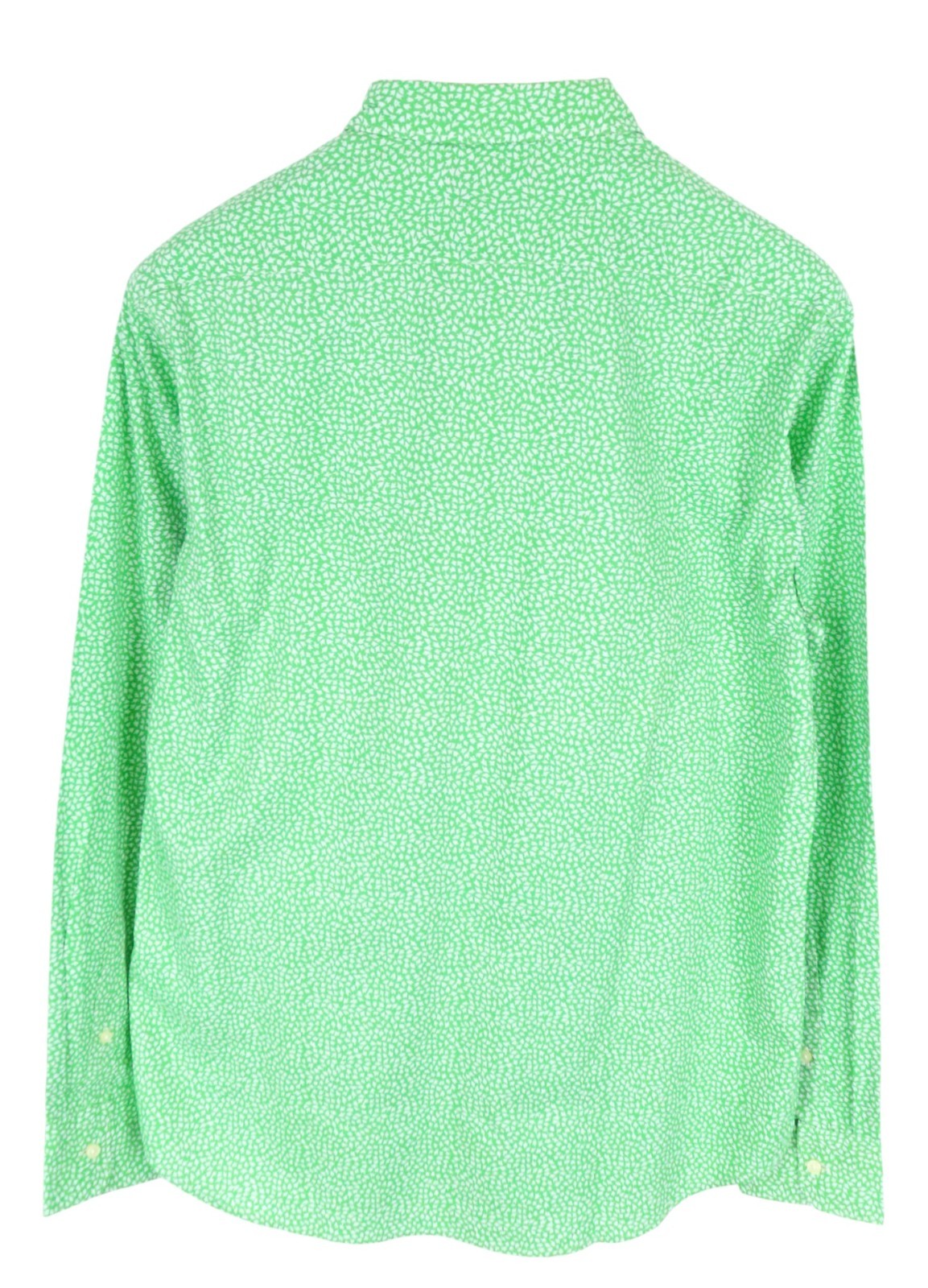 REPLAY Men Shirt L Green Pure Cotton Patterned Button-Up Long Slevee