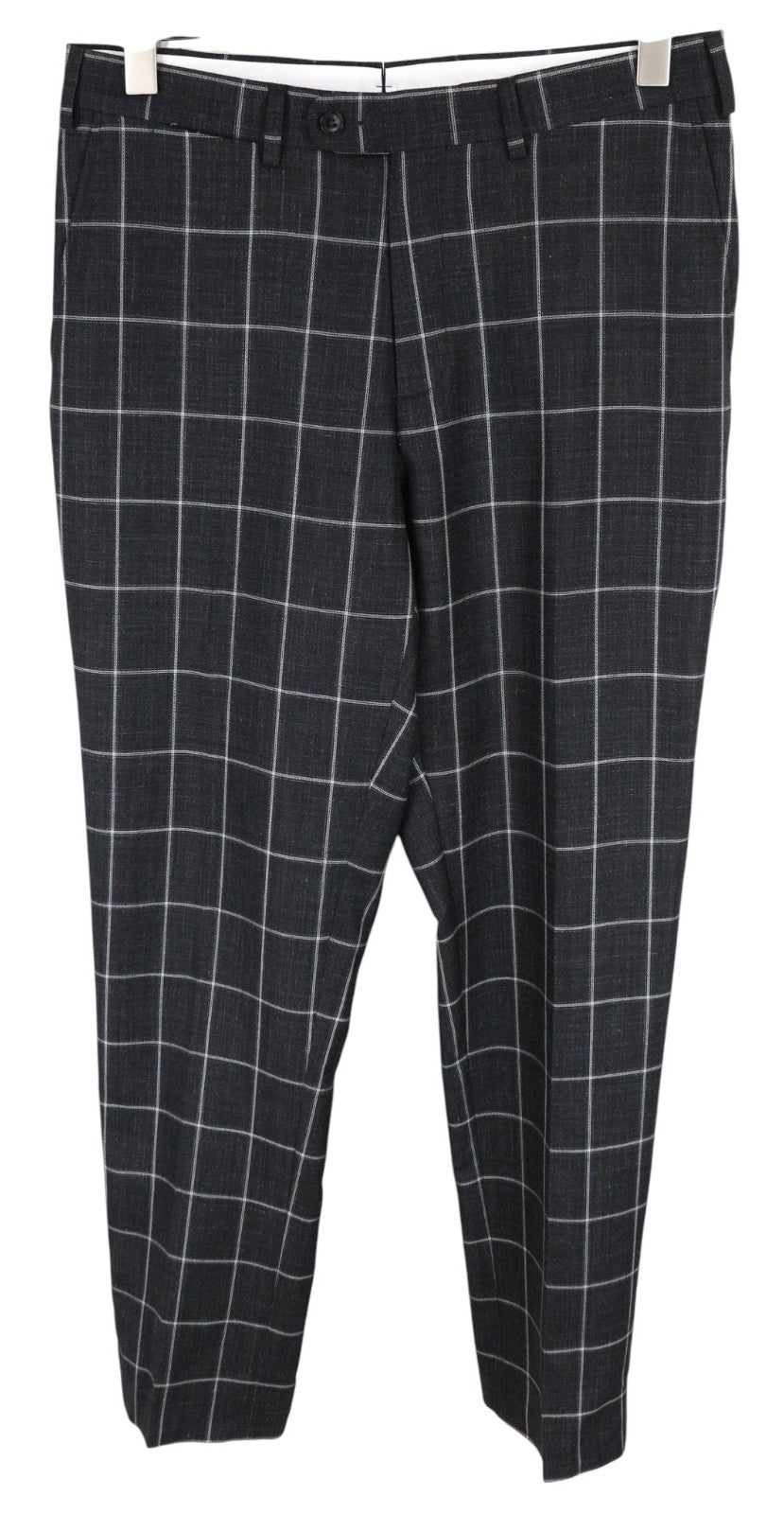 SUITSUPPLY Brescia Men Trousers UK38S Grey Silk Wool Linen Checked Pattern