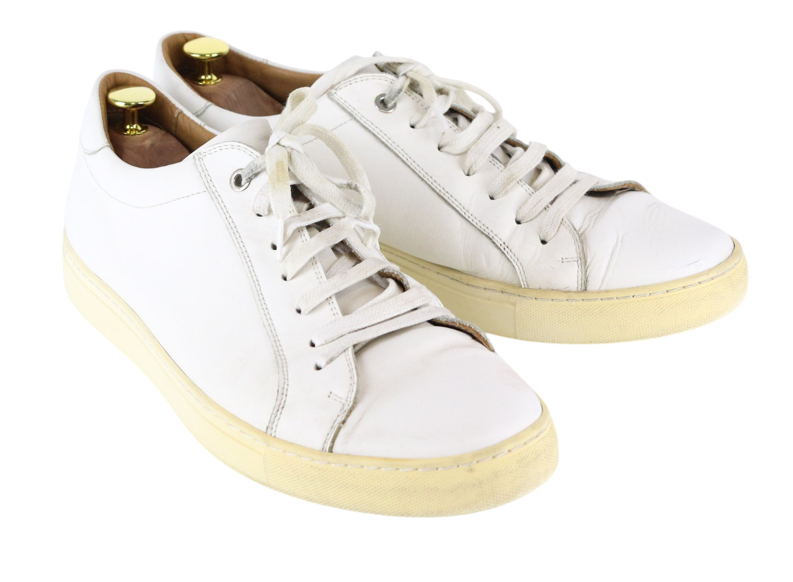 SUITSUPPLY Men Trainers EU43 White Genuine Leather Laced Low-Top Sneakers