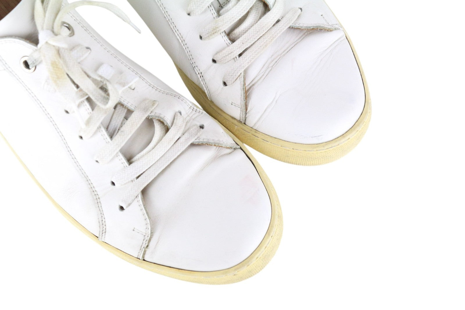 SUITSUPPLY Men Trainers EU43 White Genuine Leather Laced Low-Top Sneakers