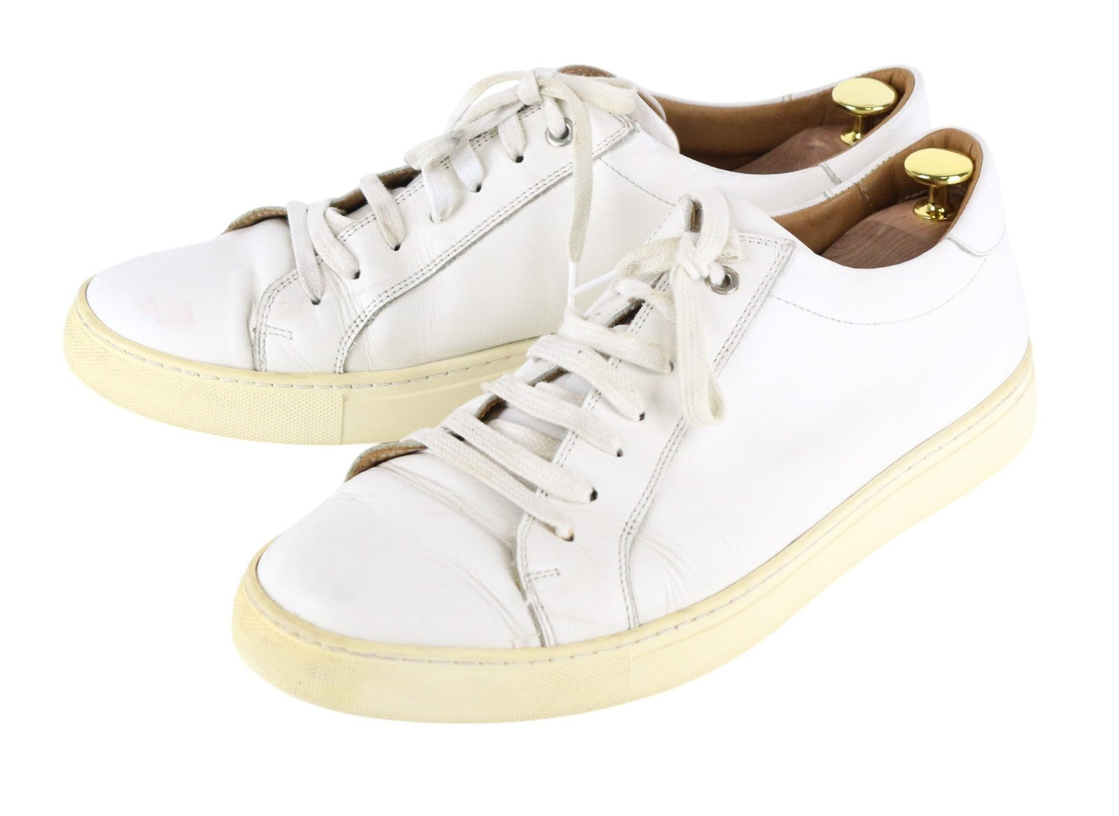 SUITSUPPLY Men Trainers EU43 White Genuine Leather Laced Low-Top Sneakers