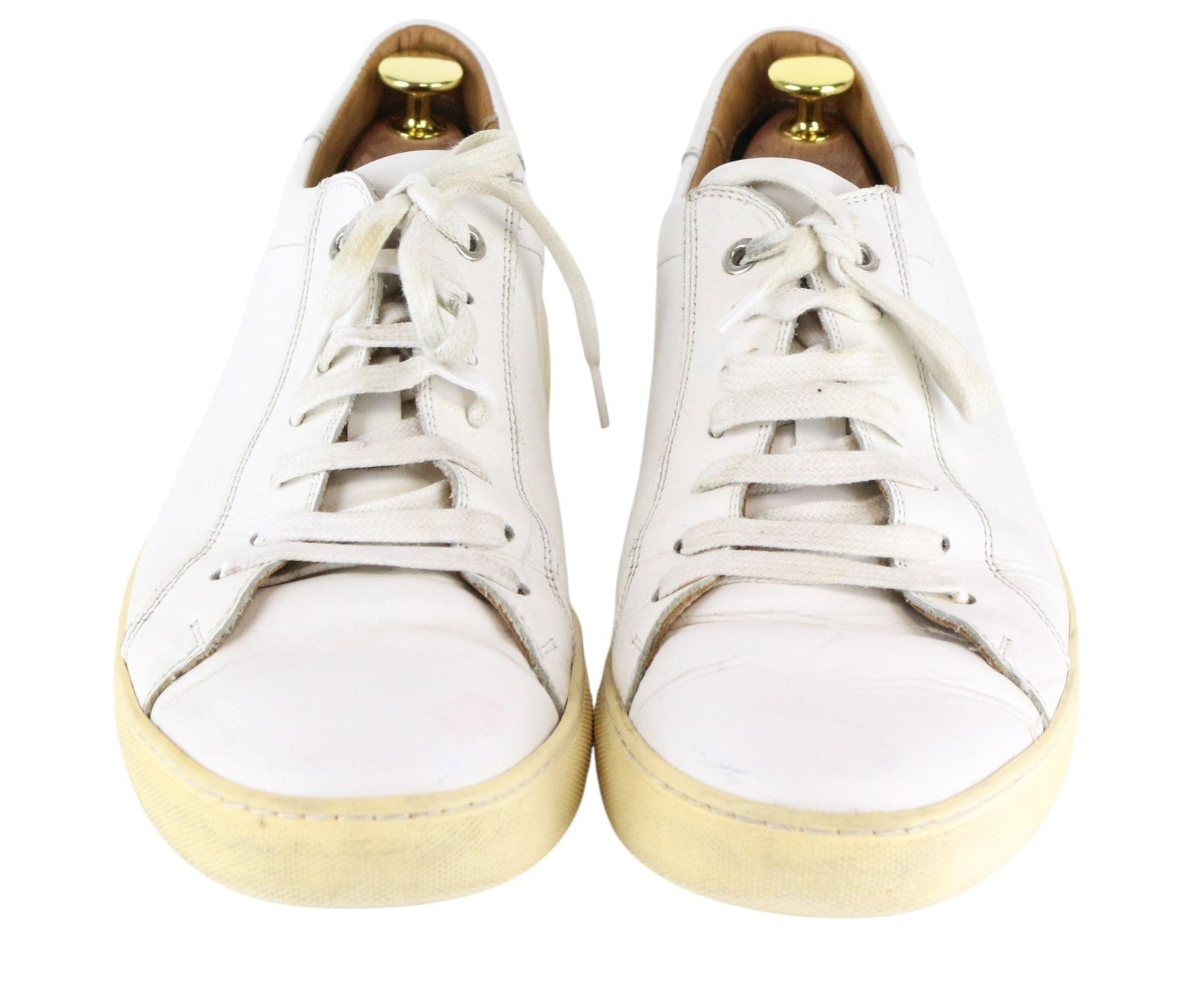 SUITSUPPLY Men Trainers EU43 White Genuine Leather Laced Low-Top Sneakers