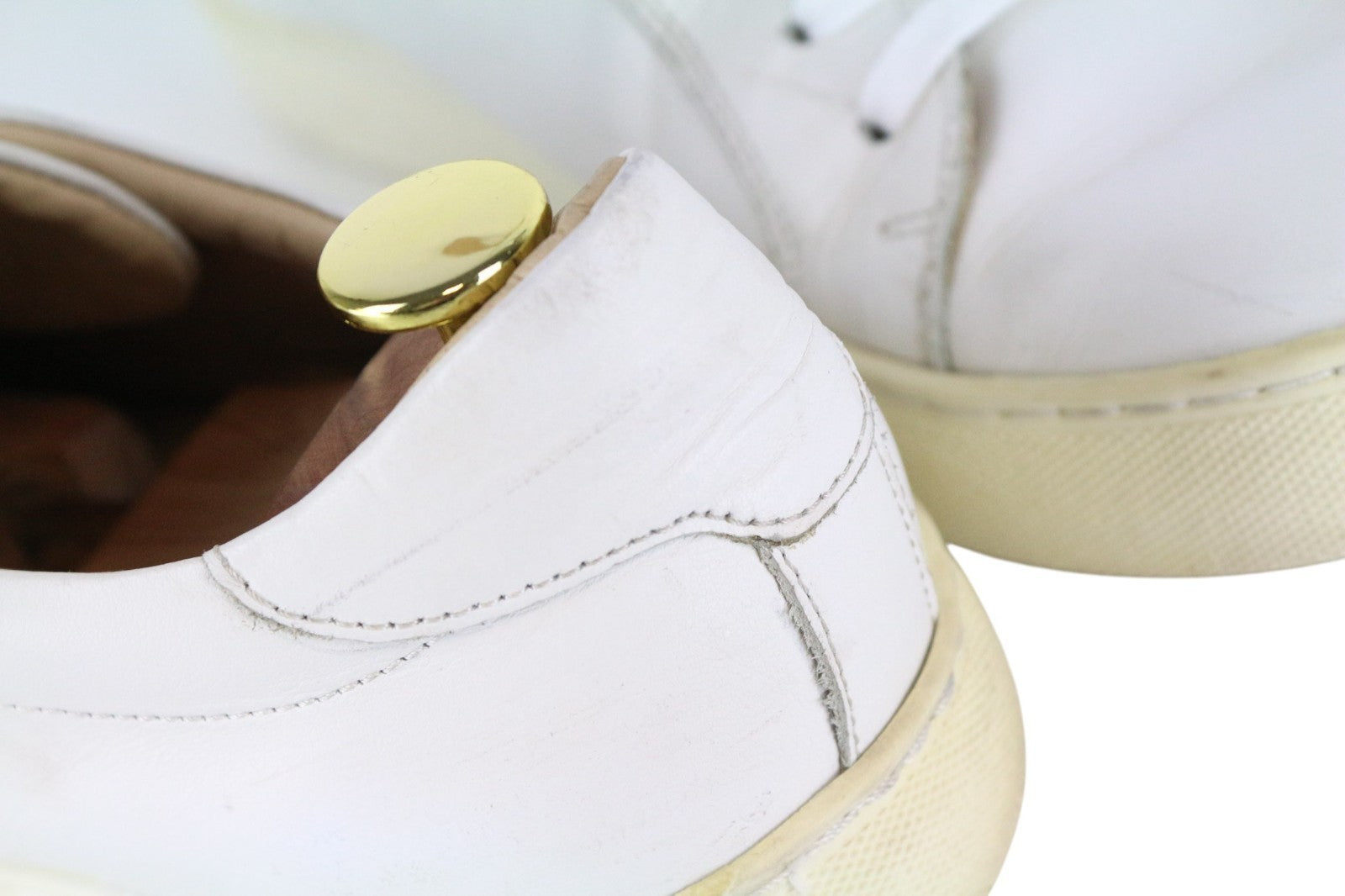 SUITSUPPLY Men Trainers EU43 White Genuine Leather Laced Low Top Sneakers