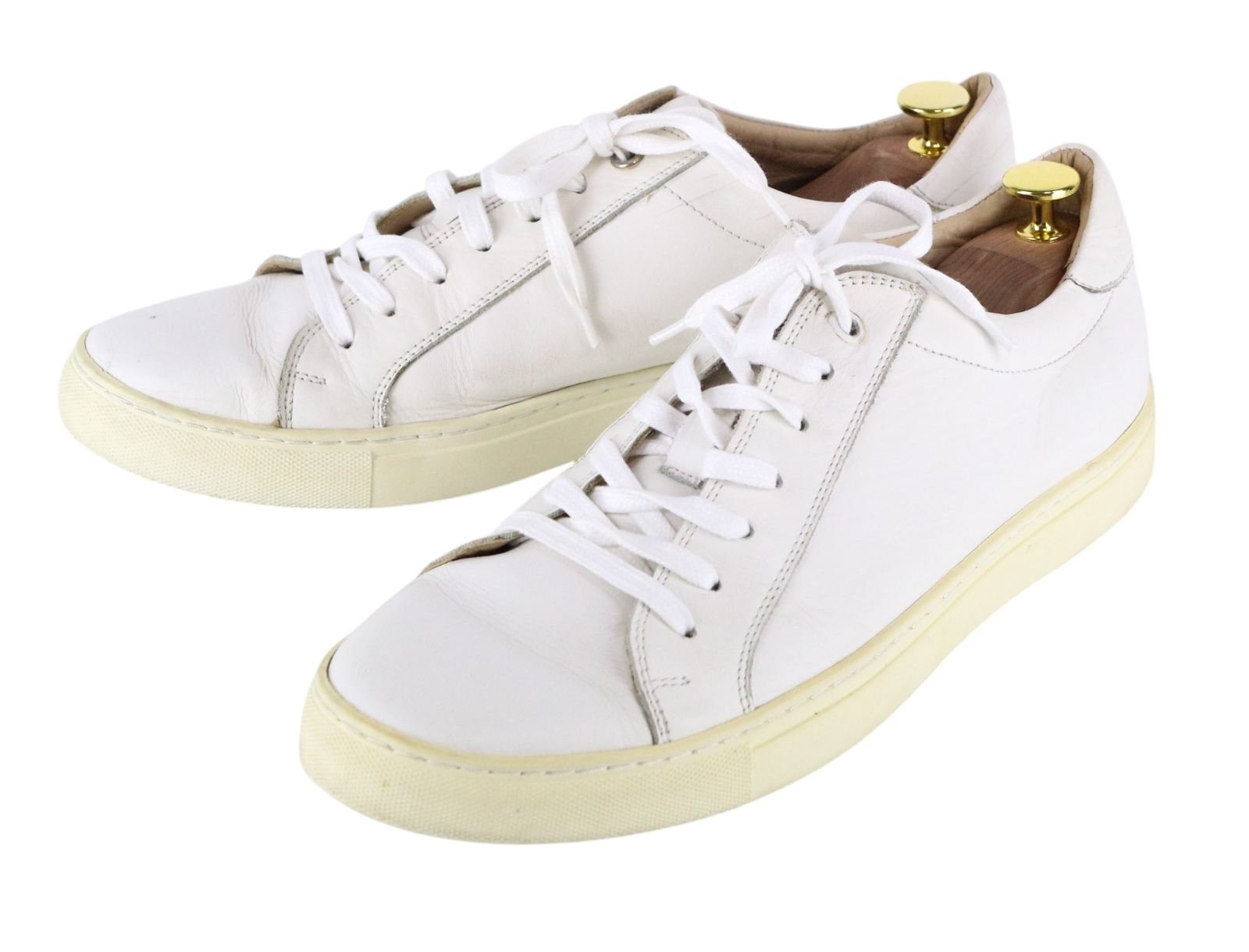 SUITSUPPLY Men Trainers EU43 White Genuine Leather Laced Low Top Sneakers