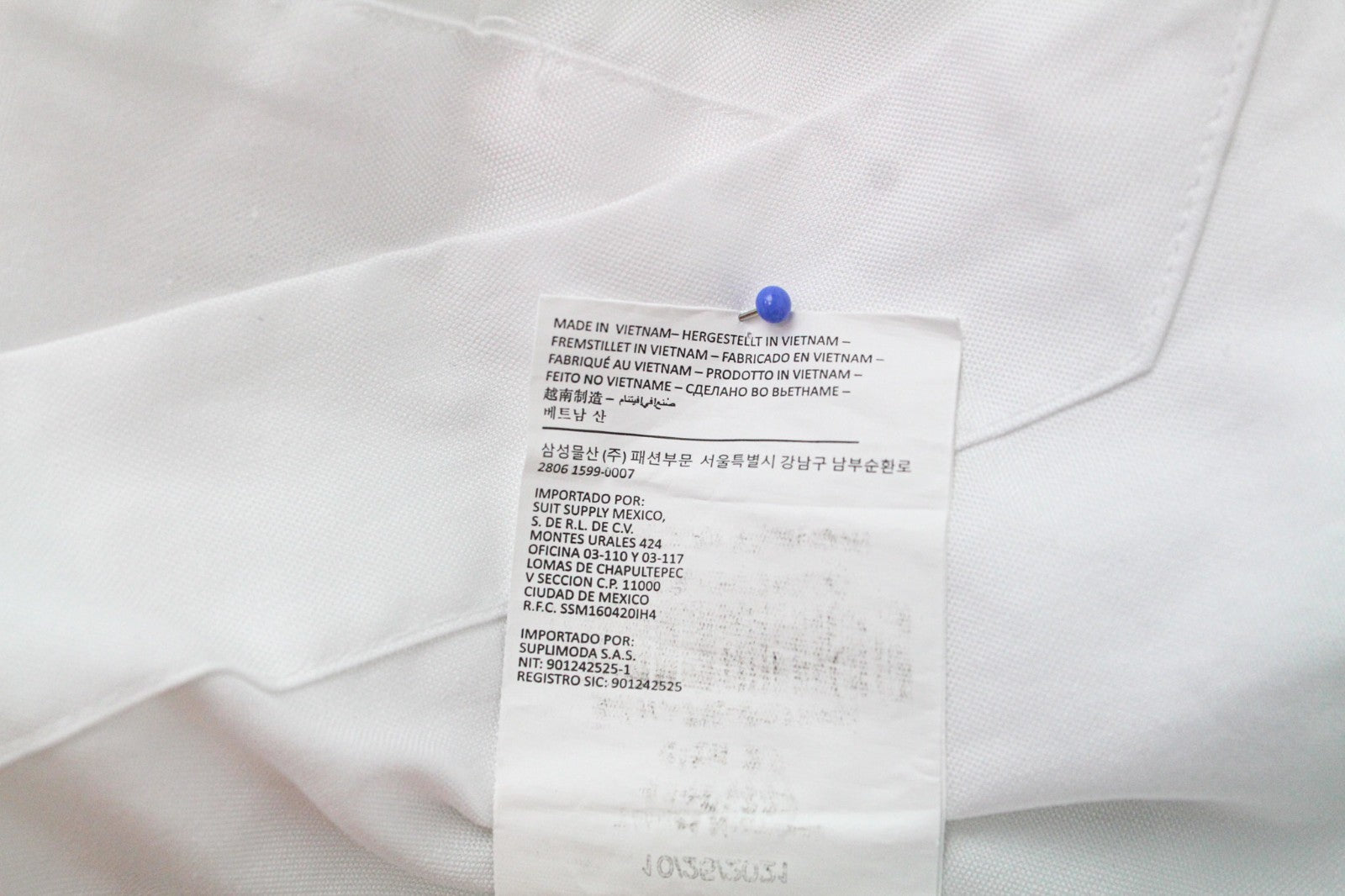 SUITSUPPLY Men Shirt 37 Slim Pure Cotton White Cutaway Button-Up Formal