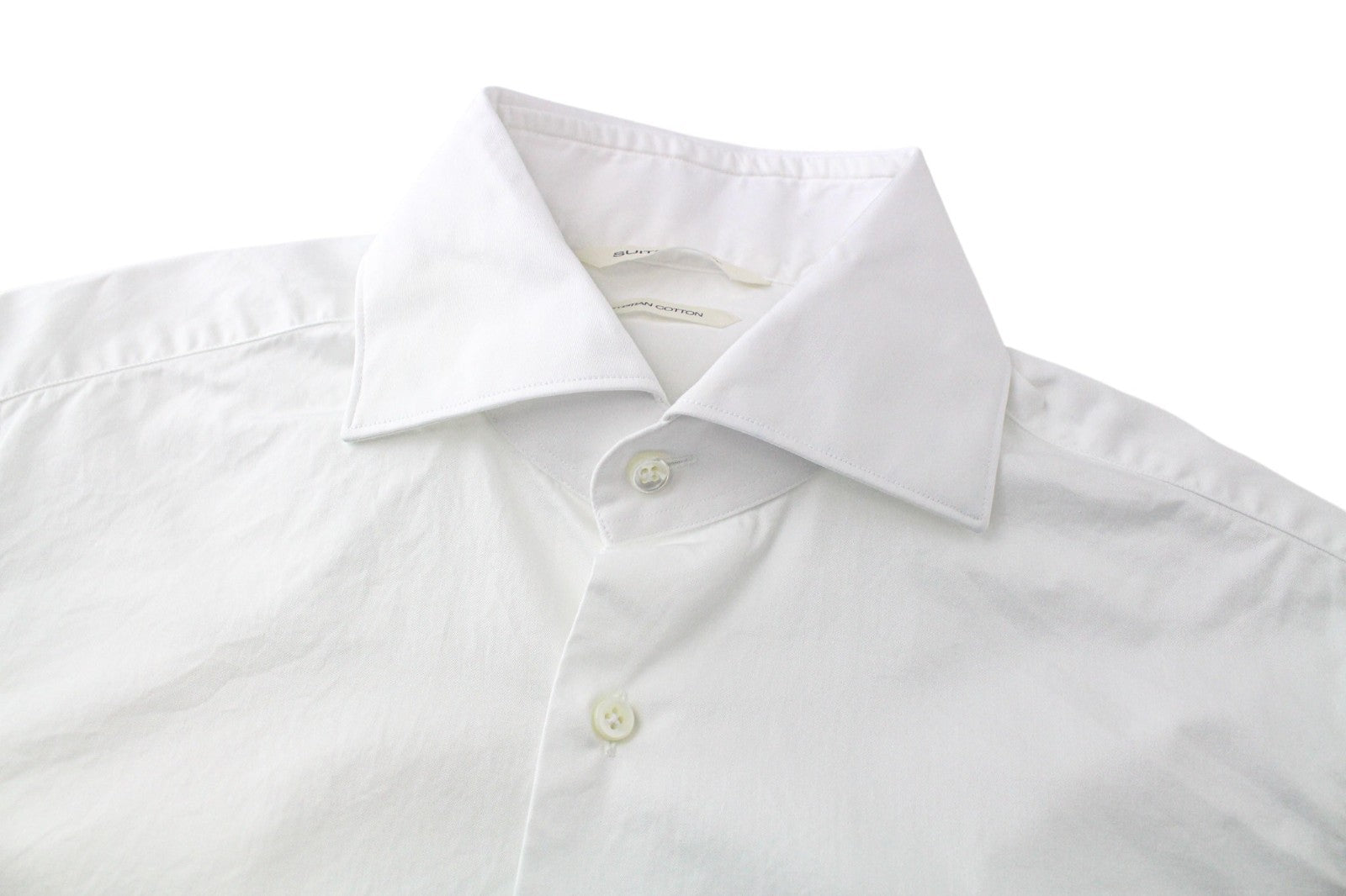 SUITSUPPLY Men Shirt 37/14 1/2 Slim Pure Cotton White Classic Long Sleeve Twill
