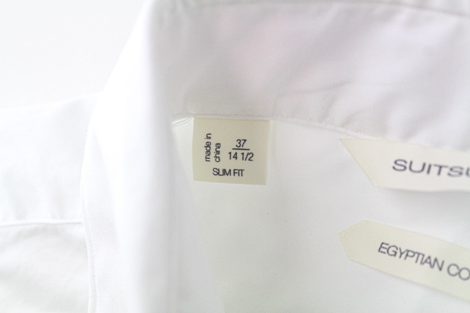 SUITSUPPLY Men Shirt 37/14 1/2 Slim Pure Cotton White Classic Long Sleeve Twill