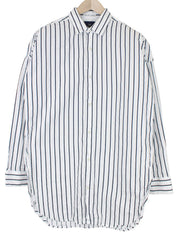 SCOTCH & SODA Ams Couture Men Shirt M White Long Fit Cotton Striped Long Sleeve