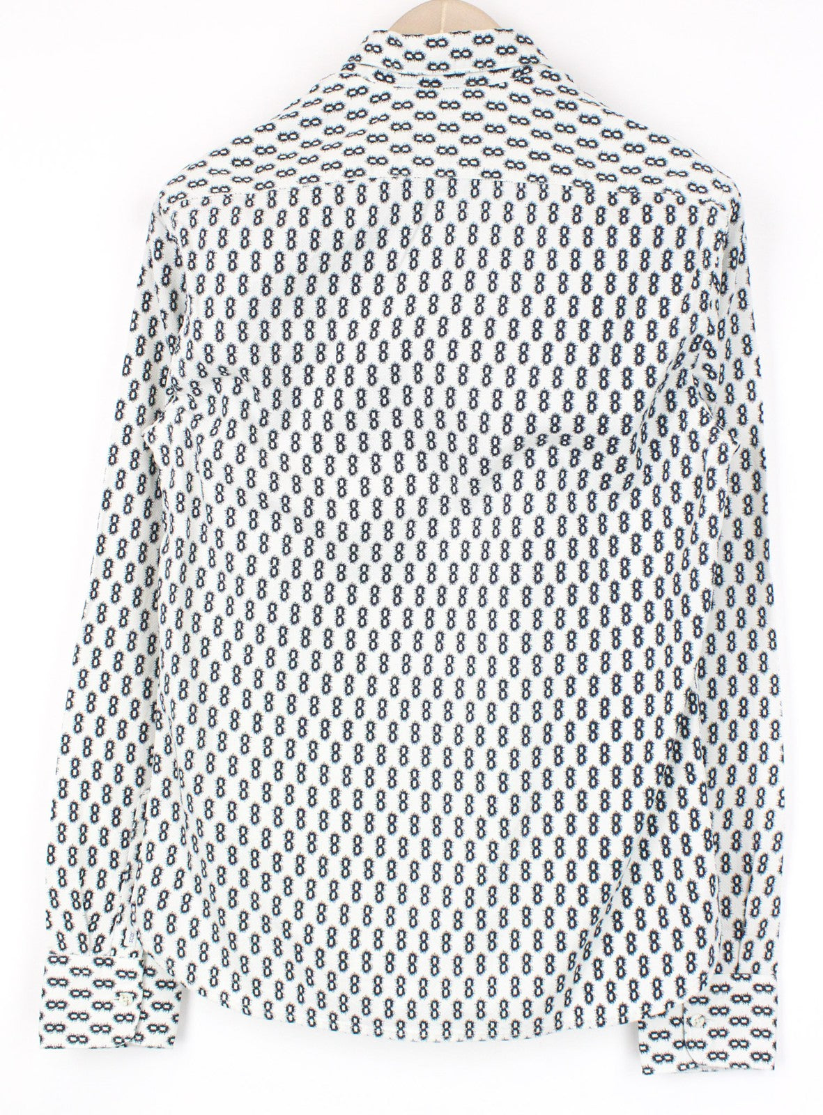 SCOTCH & SODA Ams Couture Men Shirt S White Pure Cotton Patterned Long Sleeve