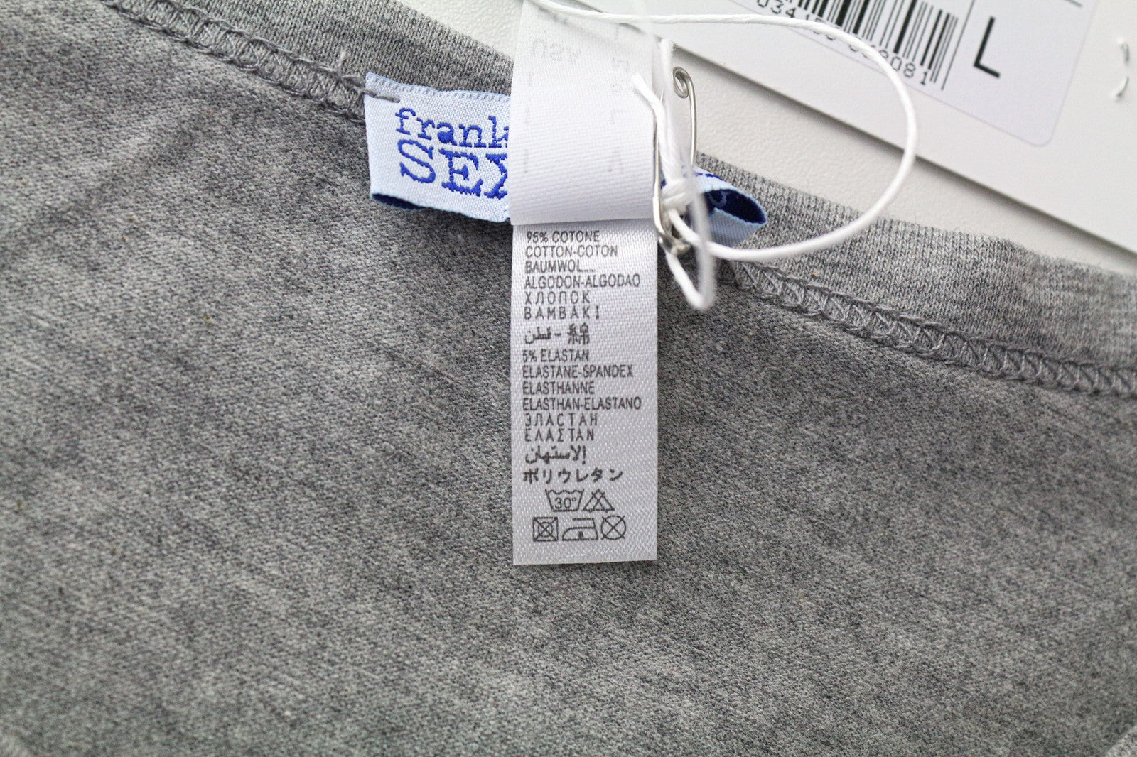 FRANKIE MORELLO Men's T-Shirt L Grey Stretch Cotton Blend Graphic Logo Tee