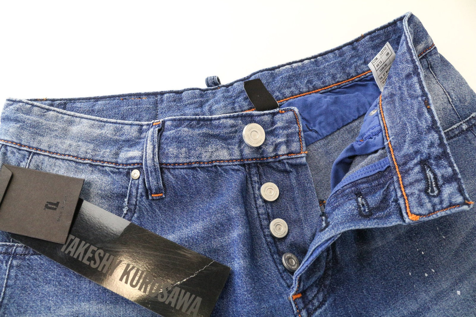 TAKESHY KUROSAWA TK 57 vyriški Bermudų šortai W32 mėlyni, dirbtinės medvilnės raštas 