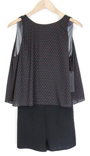 FRANKIE MORELLO moteriška palaidinė XS juoda be rankovių taškuota palaidinė apvaliu kaklu 