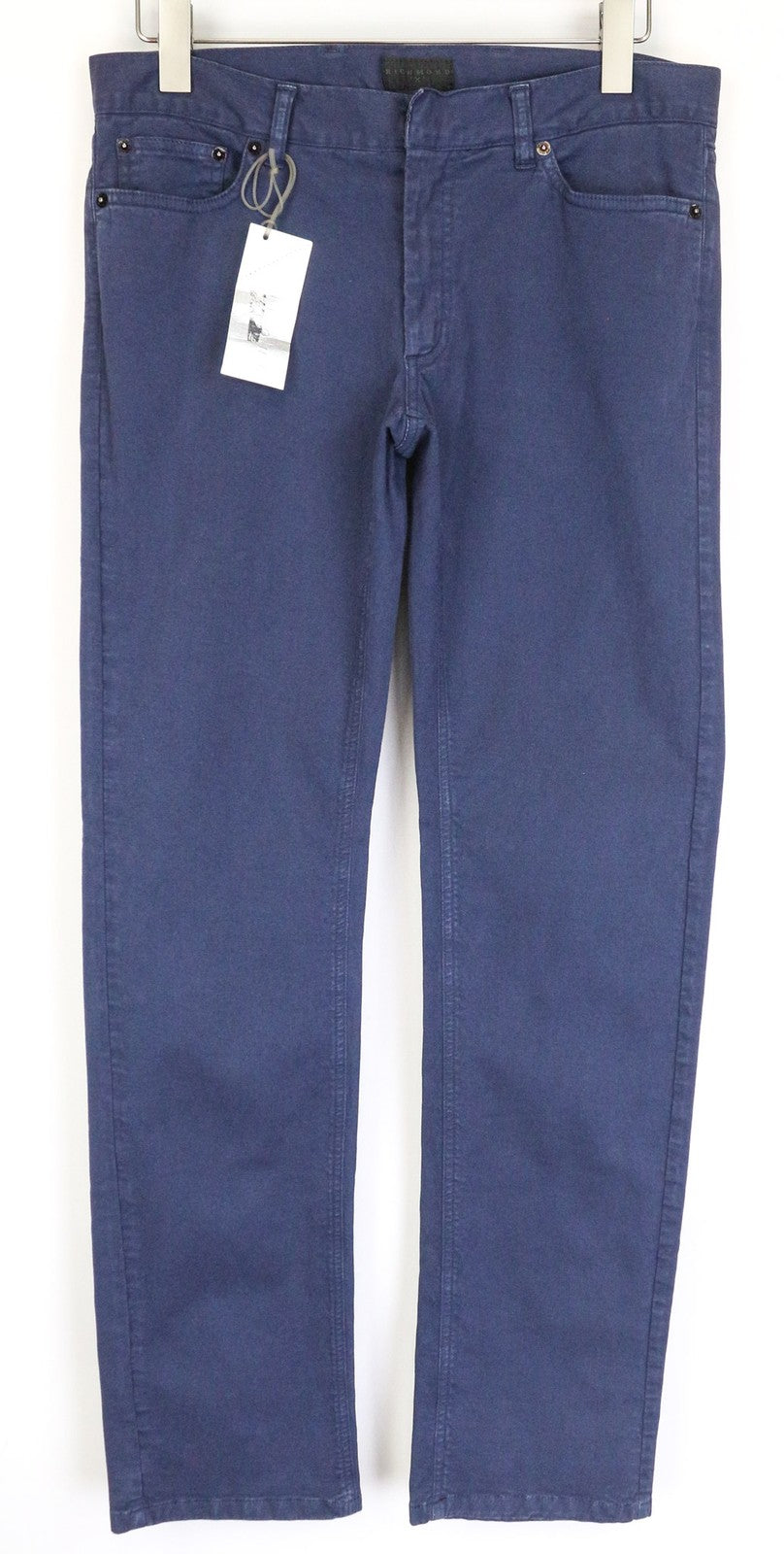 RICHMOND Men's Trousers IT48 Blue Slim Stretch Designer Classic Zip Closure