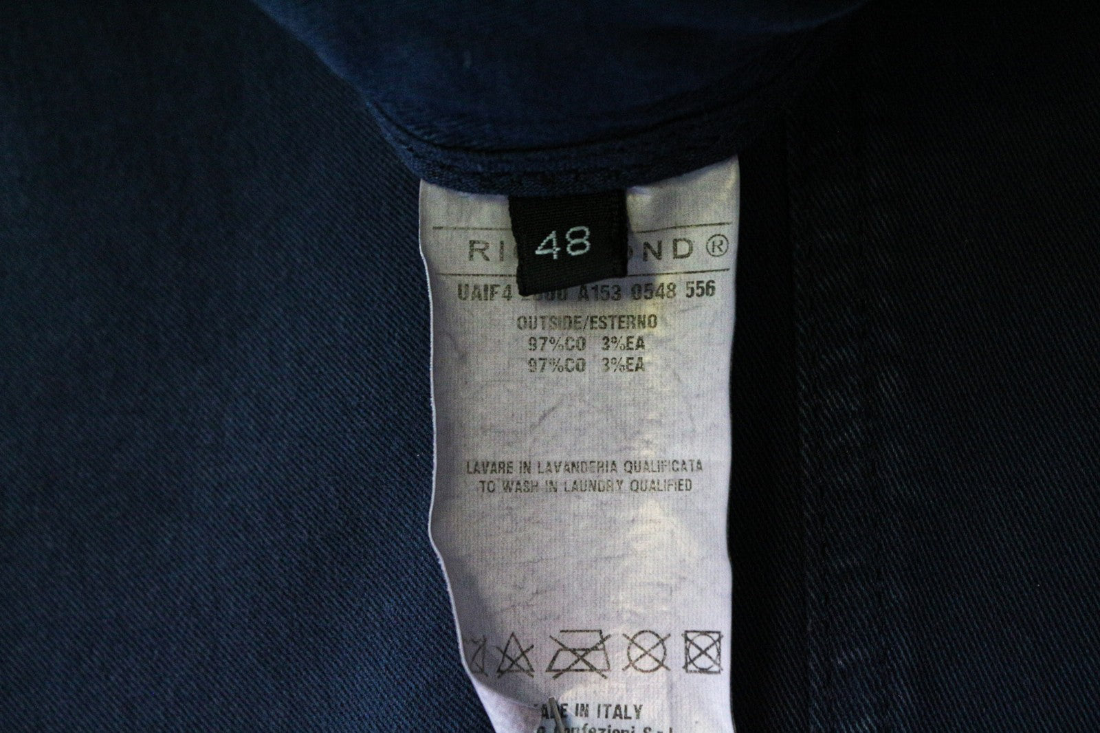 RICHMOND Men's Trousers IT48 Blue Slim Stretch Designer Classic Zip Closure