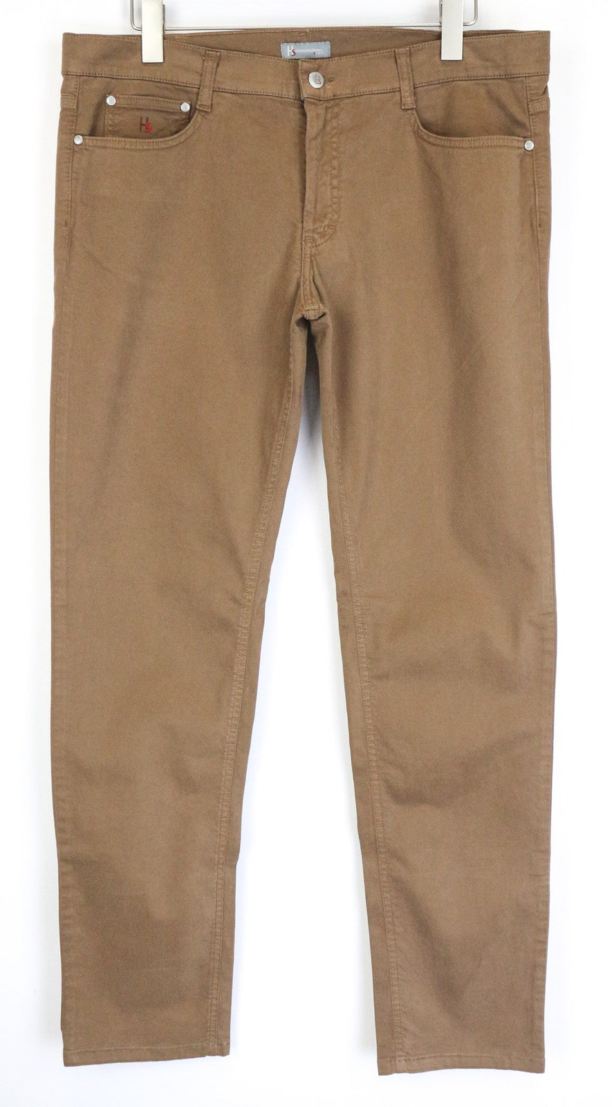 HARMONT & BLAINE Men's Trousers IT54 Brown Narrow Stretch Twill Classic Fit