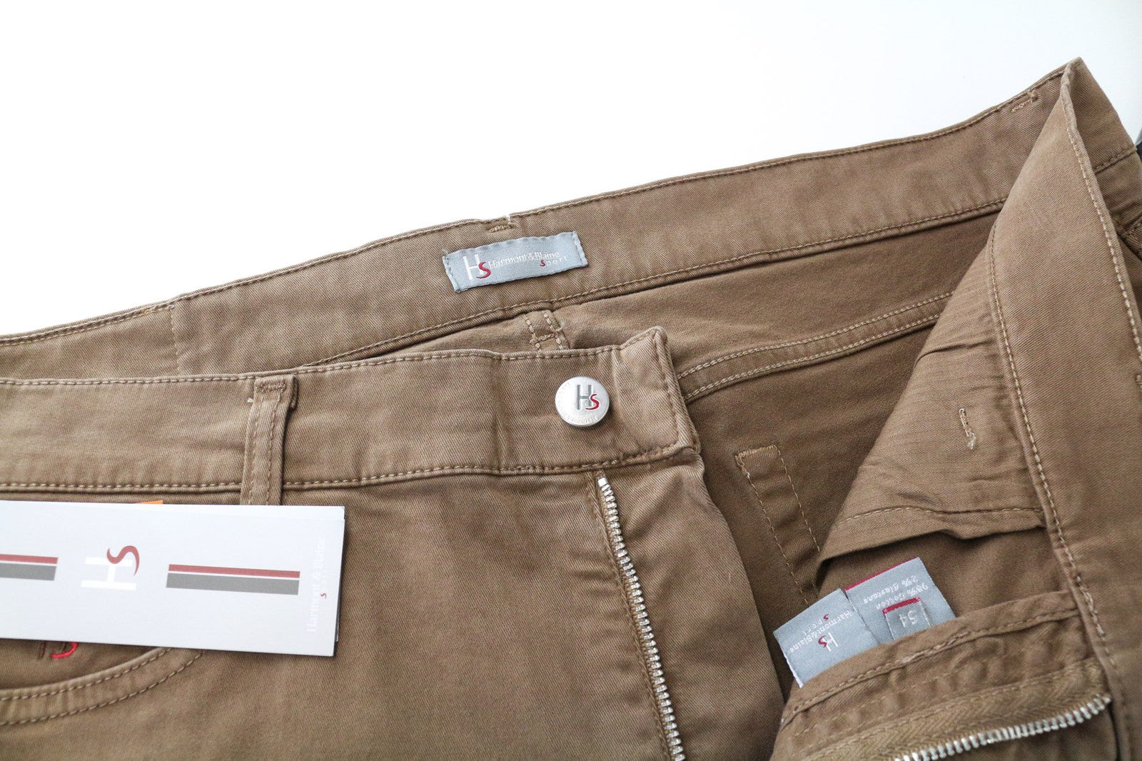 HARMONT & BLAINE Men's Trousers IT54 Brown Narrow Stretch Twill Classic Fit