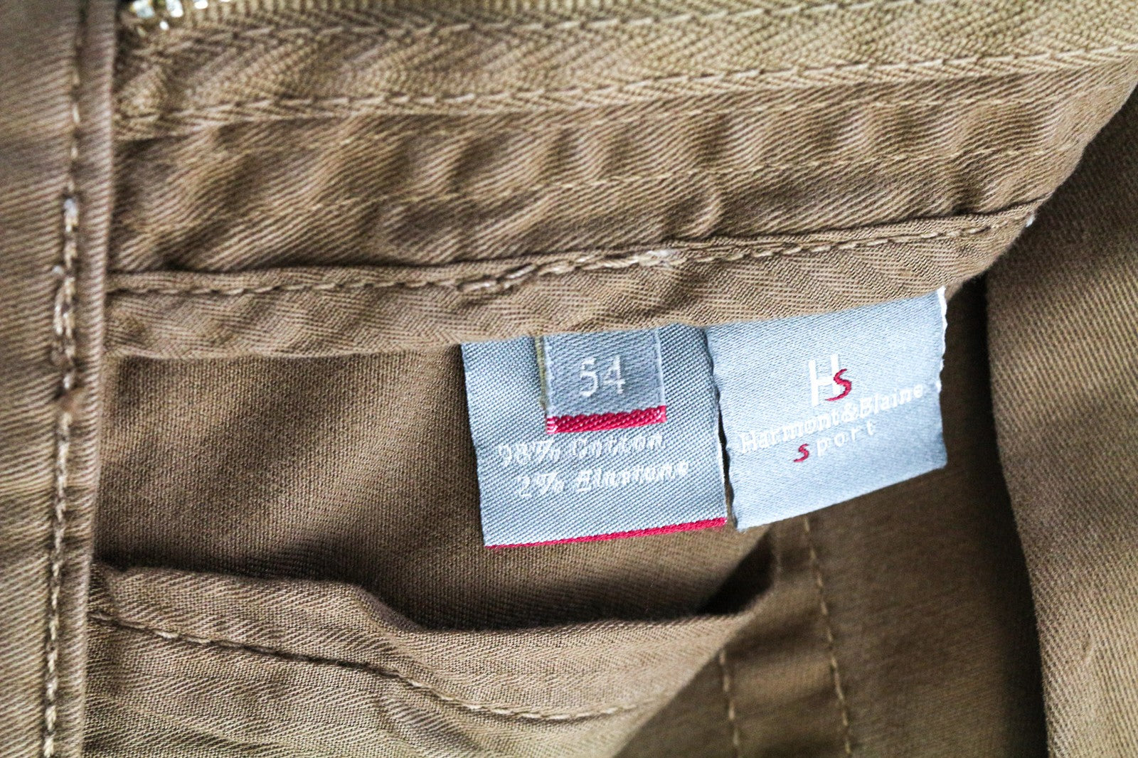 HARMONT & BLAINE Men's Trousers IT54 Brown Narrow Stretch Twill Classic Fit