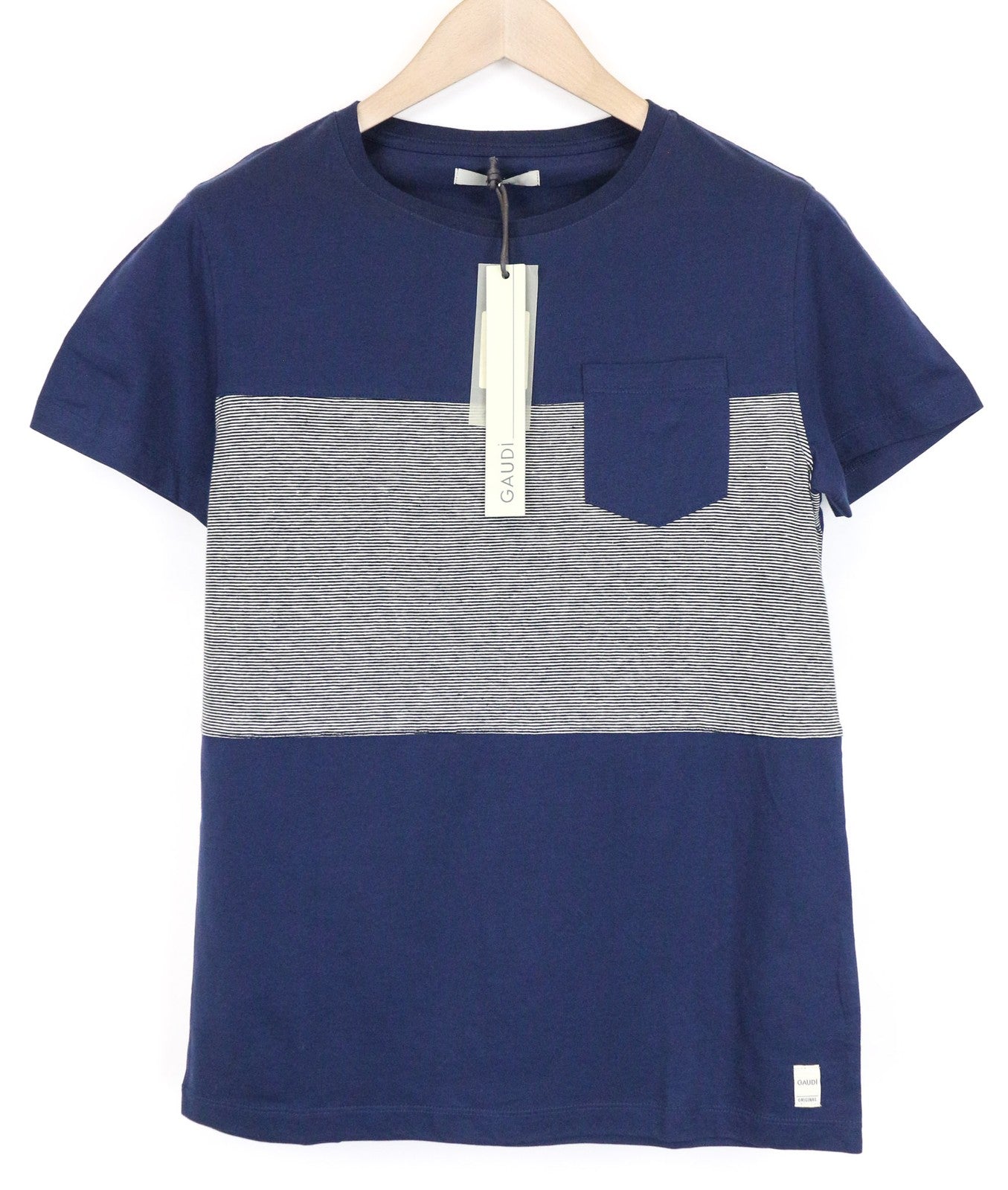 GAUDI Men's T-Shirt XS Blue Cotton Casual Pocket Tee Short Sleeve Pullover