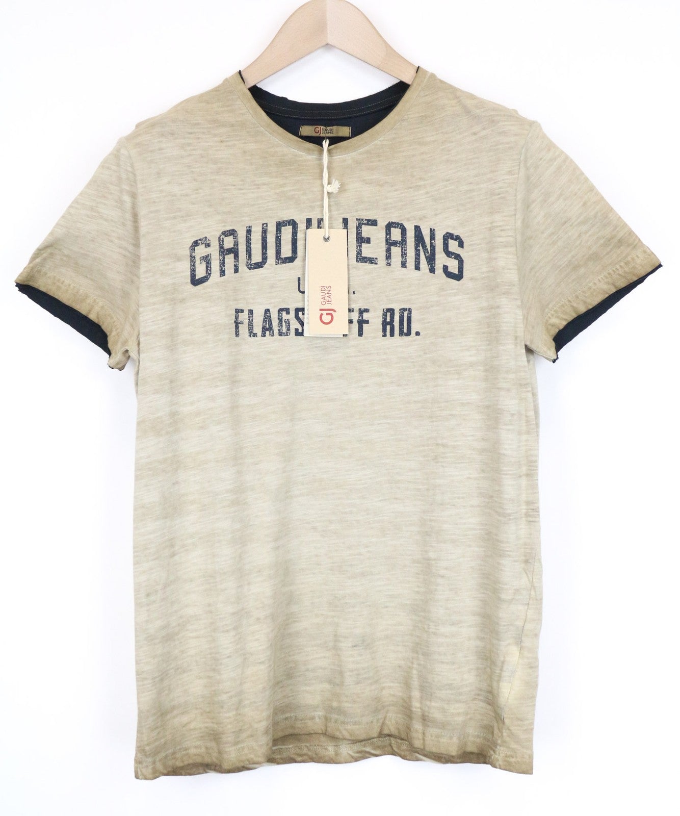 GAUDI JEANS Men's T-Shirt S Brown Cotton Short Sleeve Faded Effect Tee