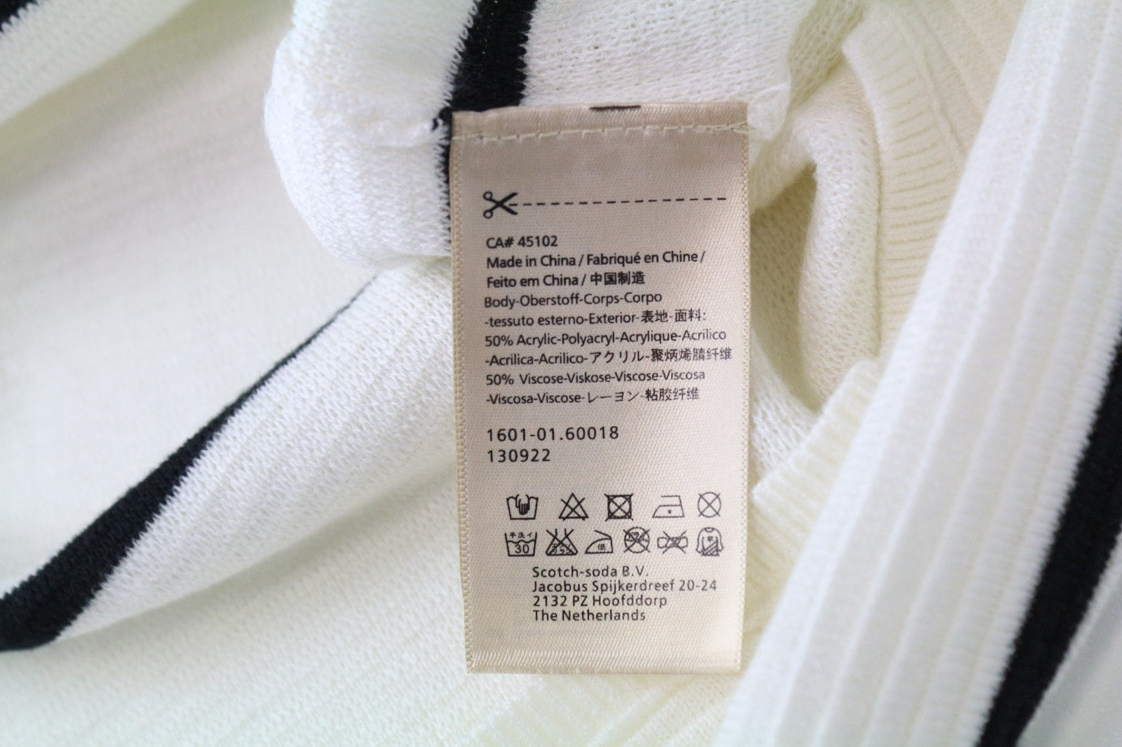 SCOTCH &amp; SODA Ams Couture vyriškas džemperis L dydžio balkšvas dryžuotas megztinis 