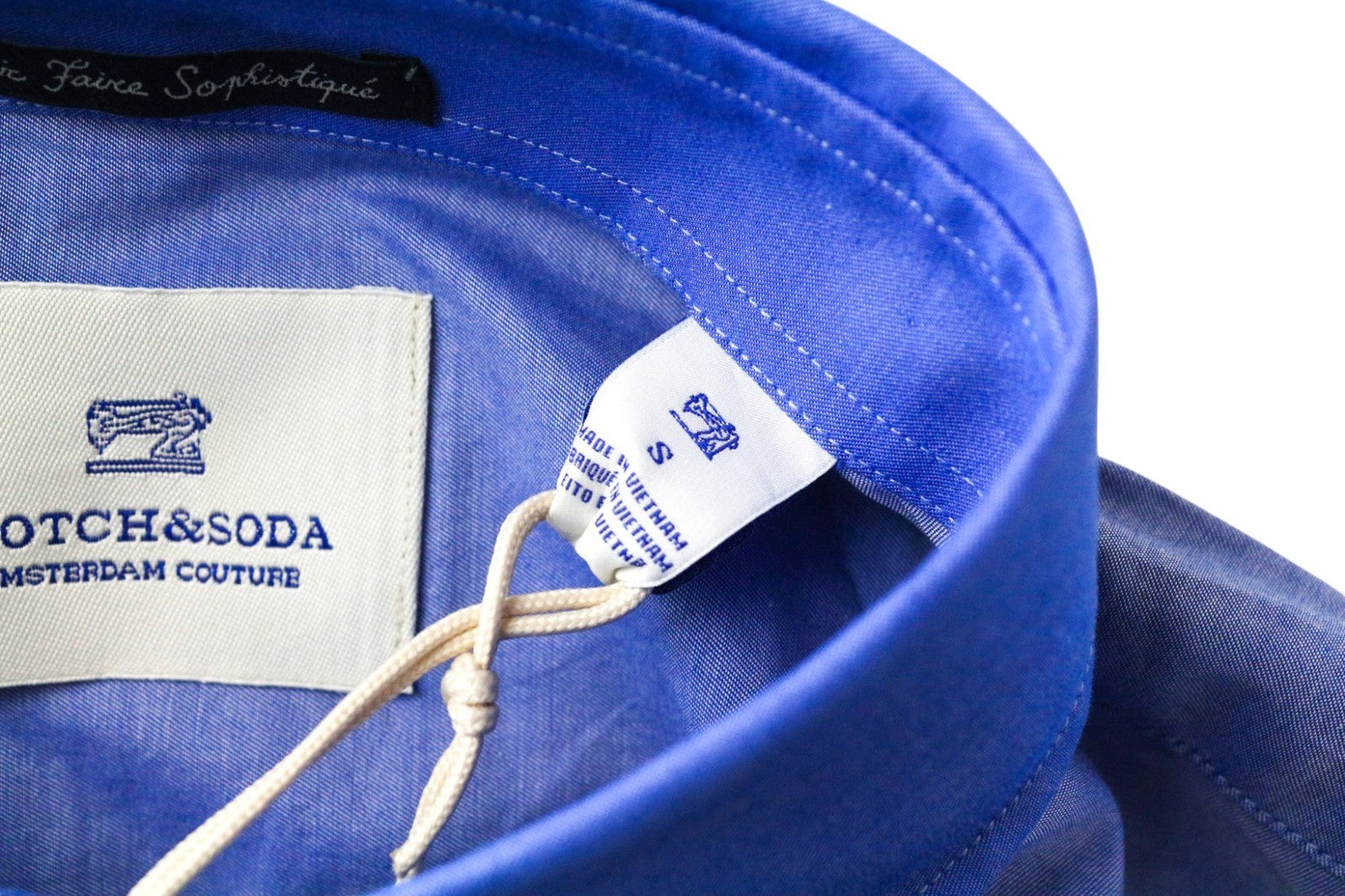 SCOTCH &amp; SODA Ams Couture vyriški marškinėliai S, ploni, mėlyni, medvilniniai, su sagomis ir ilgomis rankovėmis