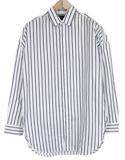 SCOTCH &amp; SODA Ams Couture vyriški marškinėliai M ilgi balti medvilniniai mėlyni dryžiai 