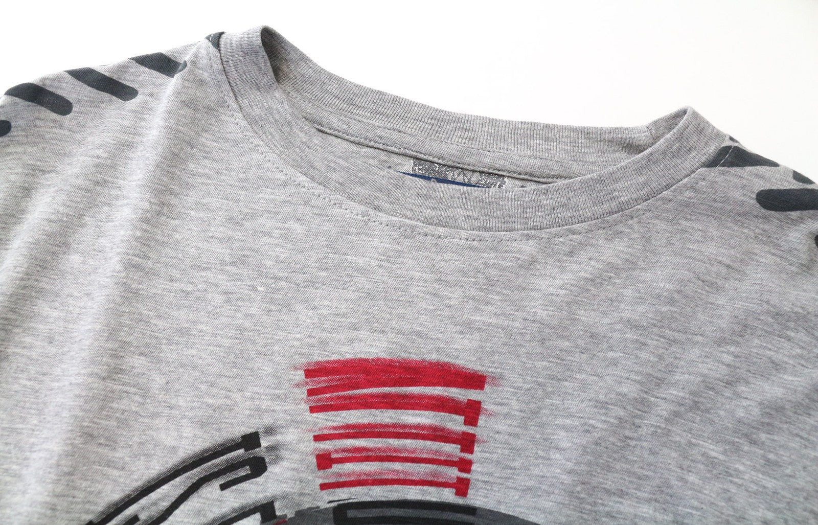 DESIGUAL Men's T-Shirt S Grey Melange Cotton Blend Graphic Pullover Long Sleeve