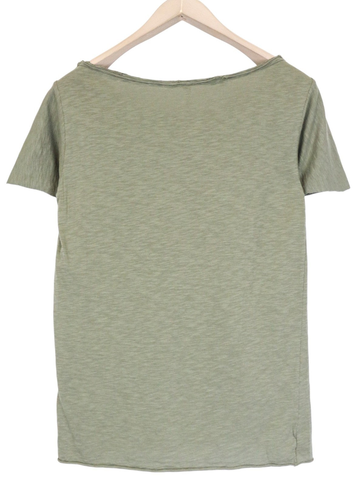 VKING Men's T-Shirt S Olive Green Cotton Jersey Raw Edge Round Neck Casual Tee