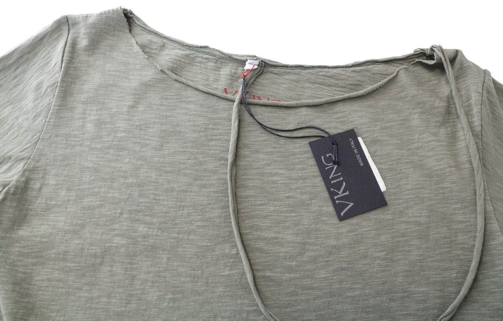 VKING Men's T-Shirt S Olive Green Cotton Jersey Raw Edge Round Neck Casual Tee