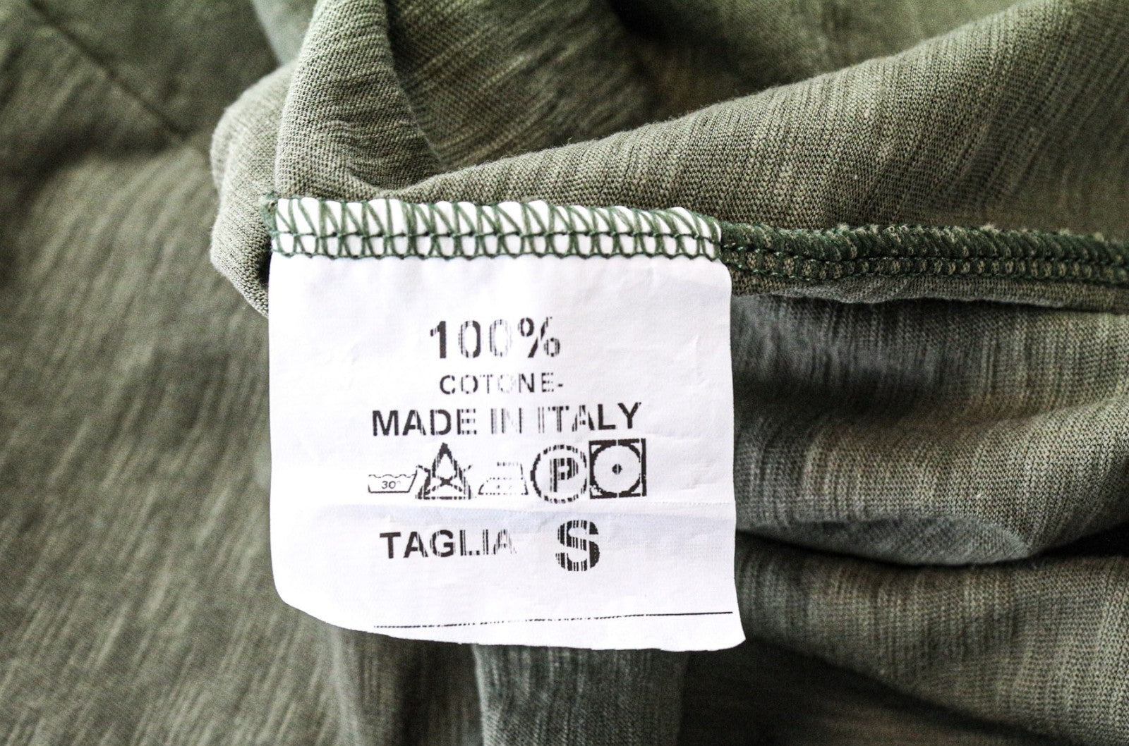 VKING Men's T-Shirt S Olive Green Cotton Jersey Raw Edge Round Neck Casual Tee