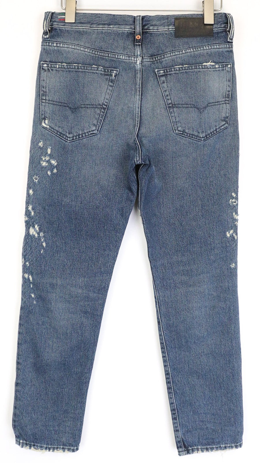 DIESEL Mharky 0870B vyriški džinsai W30/L32 dirbtinės odos mėlyni, ploni, aptempti džinsai 