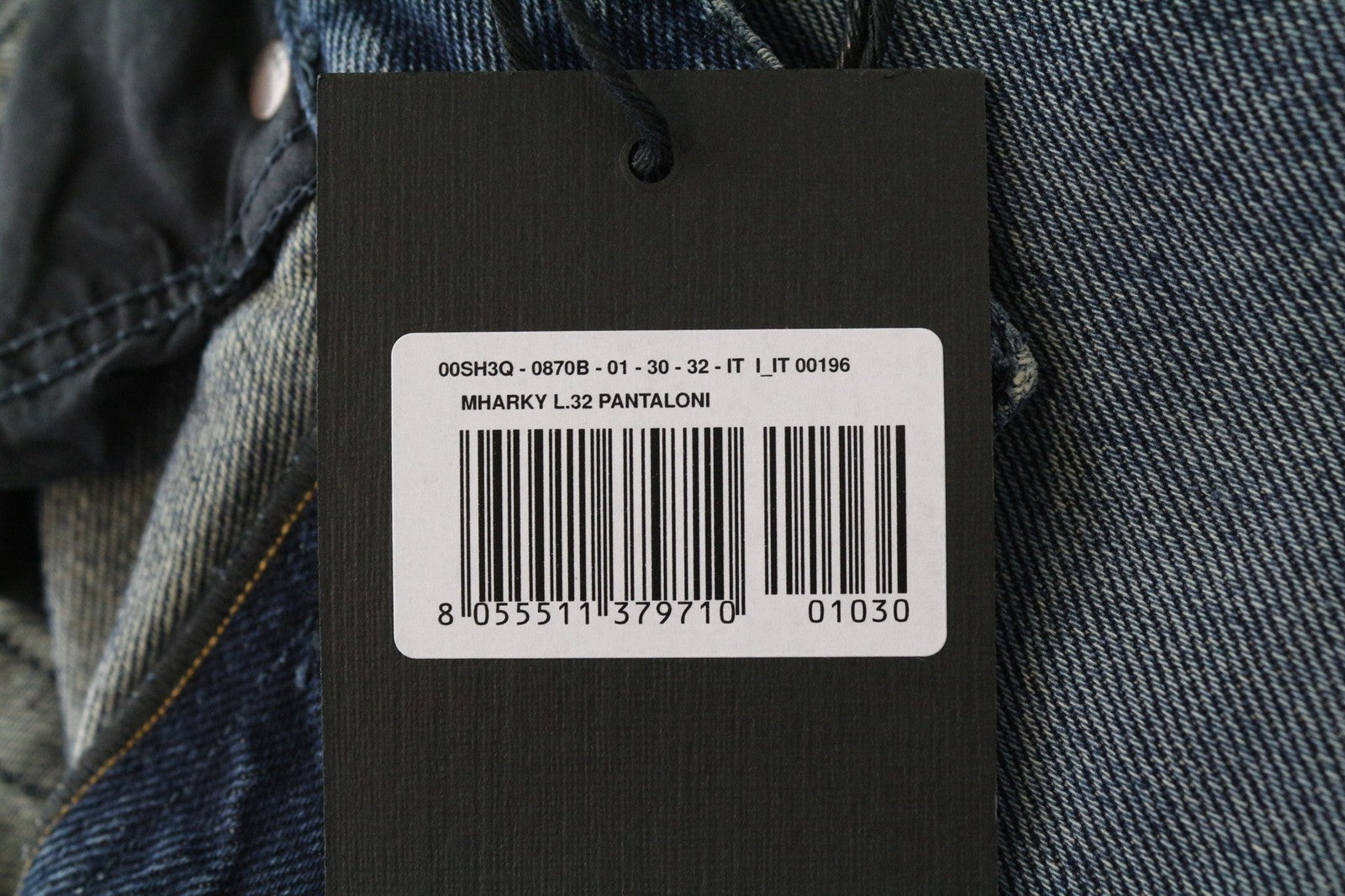 DIESEL Mharky 0870B vyriški džinsai W30/L32 dirbtinės odos mėlyni, ploni, aptempti džinsai 