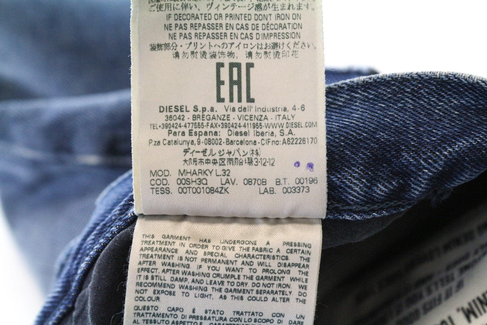 DIESEL Mharky 0870B vyriški džinsai W30/L32 dirbtinės odos mėlyni, ploni, aptempti džinsai 