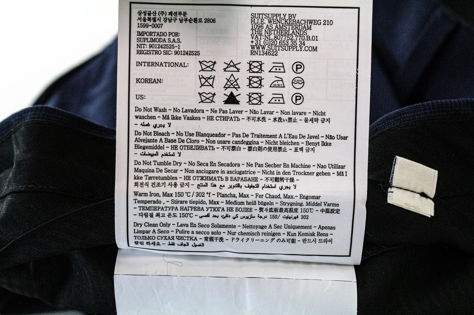 SUITSUPPLY Brescia Men's Trousers UK38L Blue Slim Wool Glen Check Formal Pants