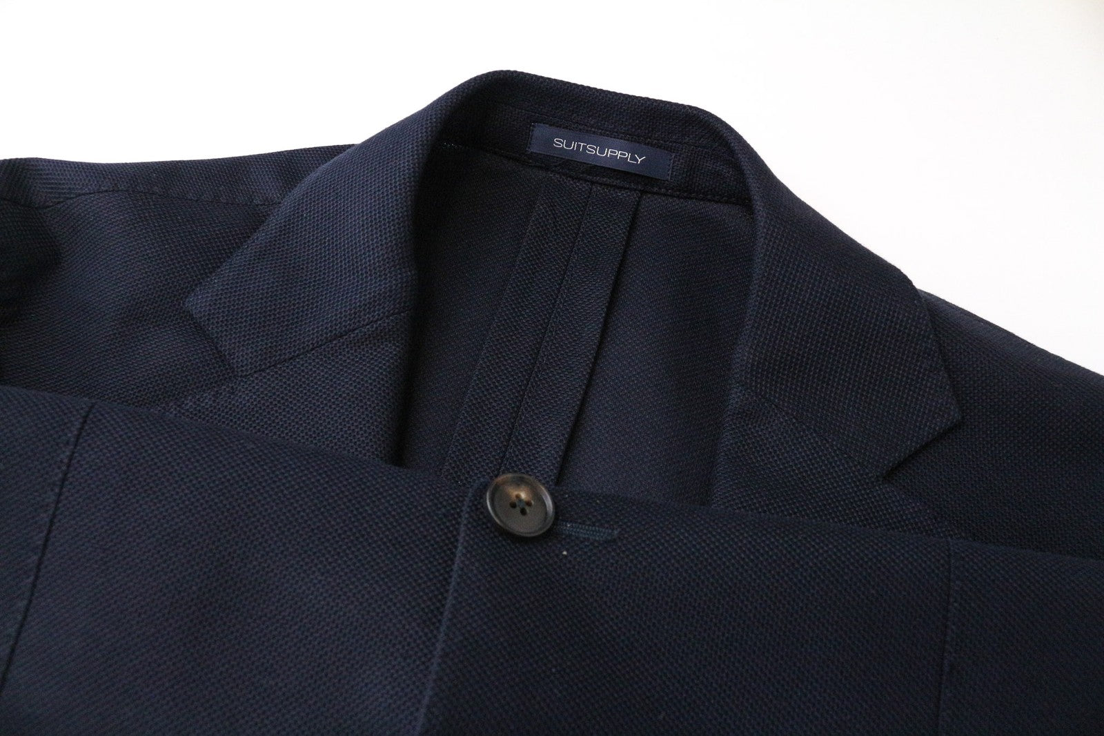 SUITSUPPLY Havana Patch Men's Suit UK38R Blue Slim Knit 2Pc Unlined Cotton