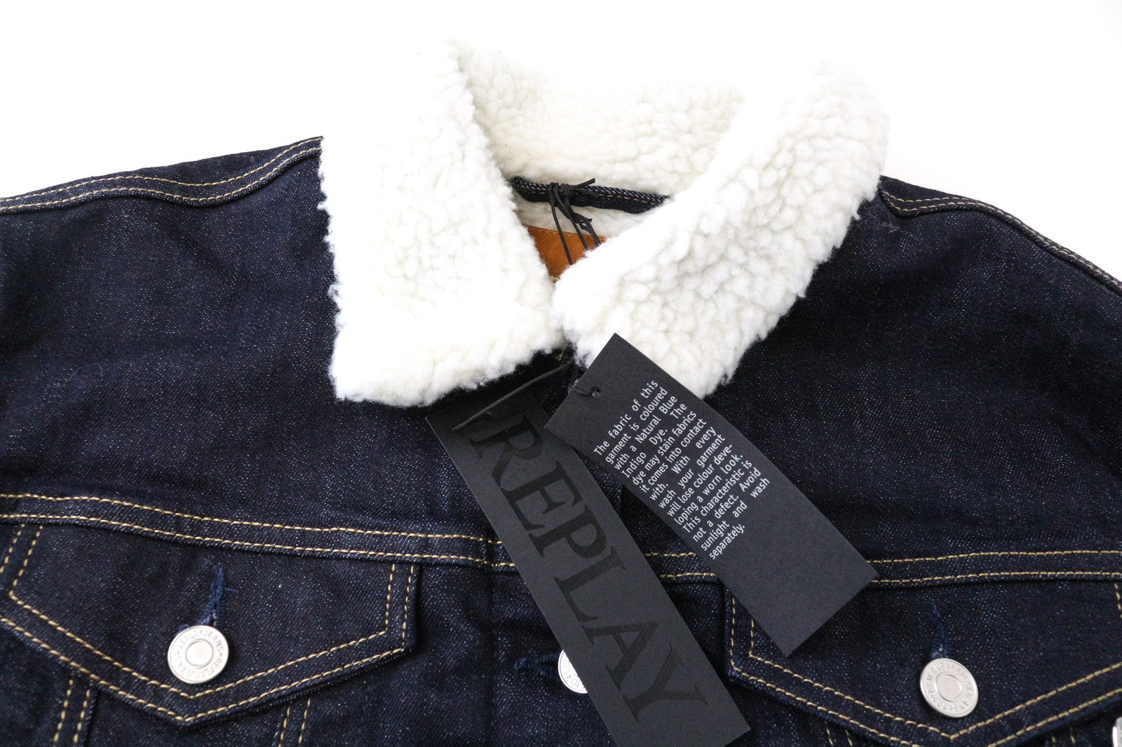 REPLAY Women's Jacket XL Blue Denim Cotton Stretch Lined Collared Long Sleeve