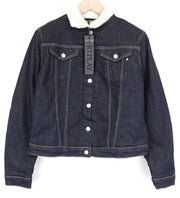 REPLAY moteriška striukė XL dydžio mėlyna, tampri medvilninė, džinsinė, su apykakle ir ilgomis rankovėmis, su pamušalu 