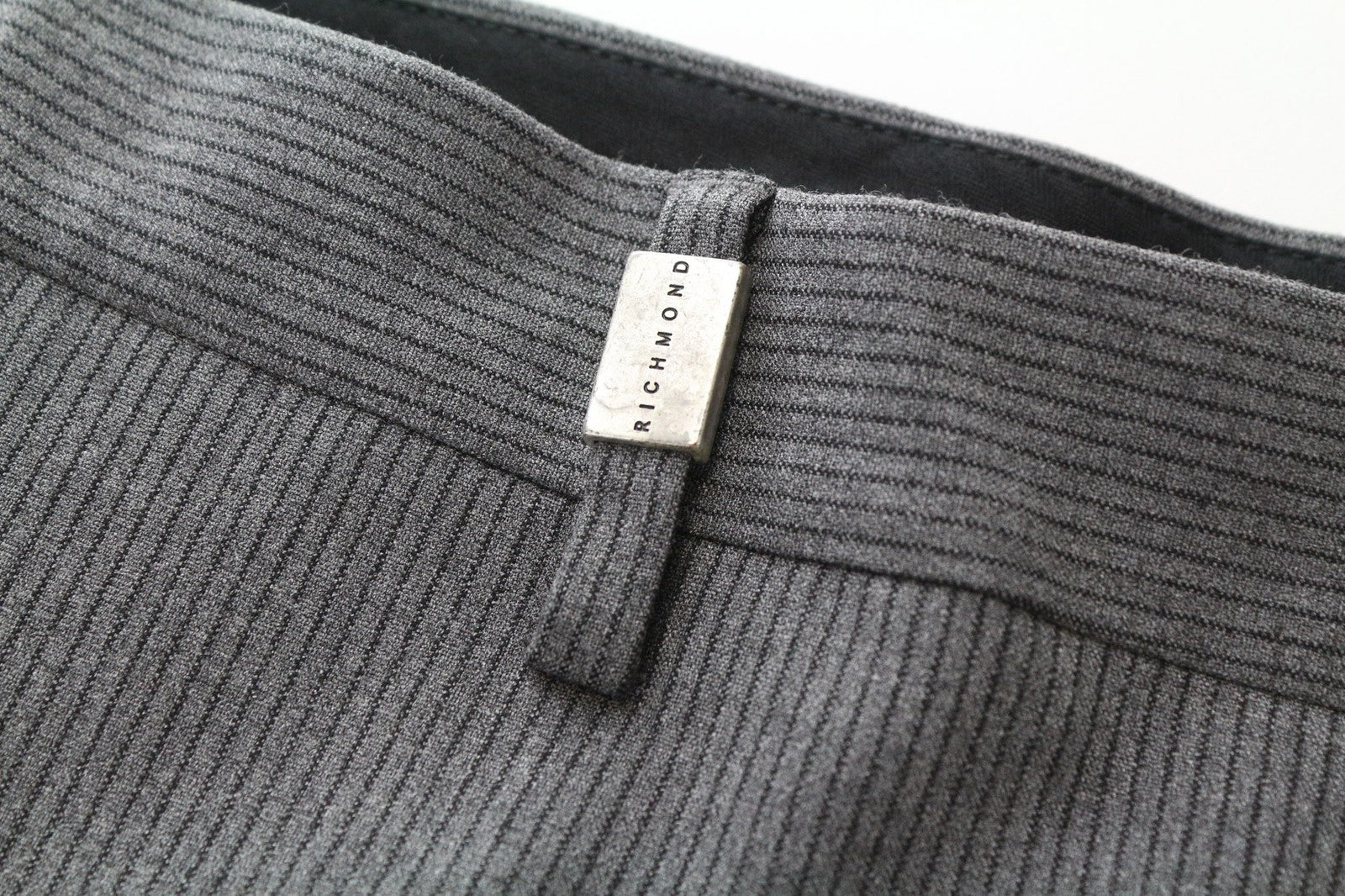 RICHMOND Men's Trousers 48 Grey Pleated Striped Stretch Fabric Classic Formal