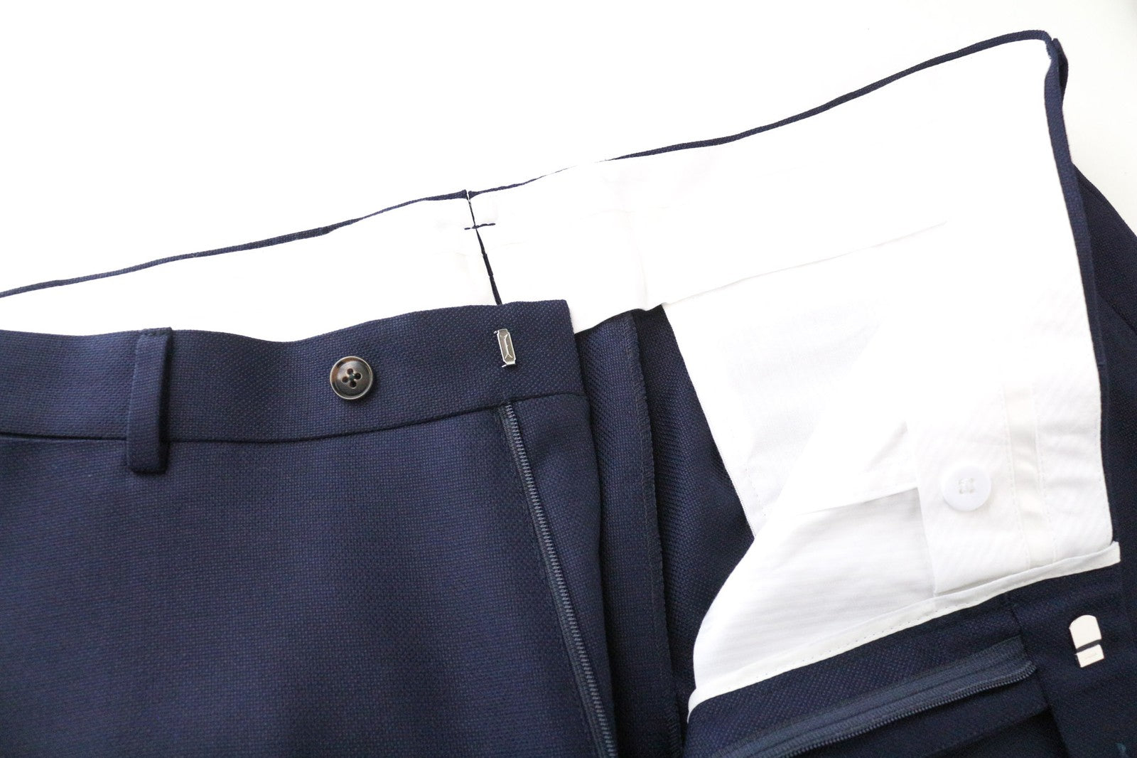 SUITSUPPLY Brescia Men's Trousers UK38R Navy Wool Stretch Classic Pleated Fit