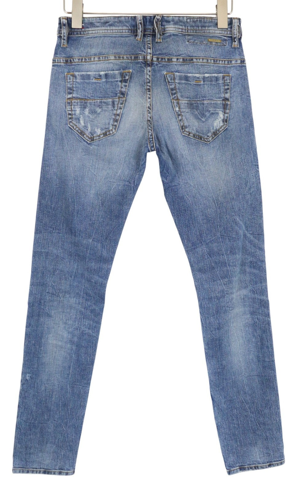 DIESEL Thommer 0090M vyriški džinsai W28/L32 mėlyni plėšyti ploni aptempti tamprūs džinsai 